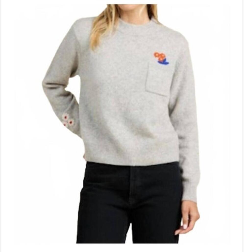 TROVATA Birds of Paradis Sz S Small Gray 100% Cashmere Oksana Sweater NWT